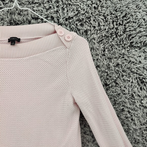 Talbots Women Sweater Preppy Coastal S Pink Boat Neck Anchor Button Nautical - Picture 7 of 16
